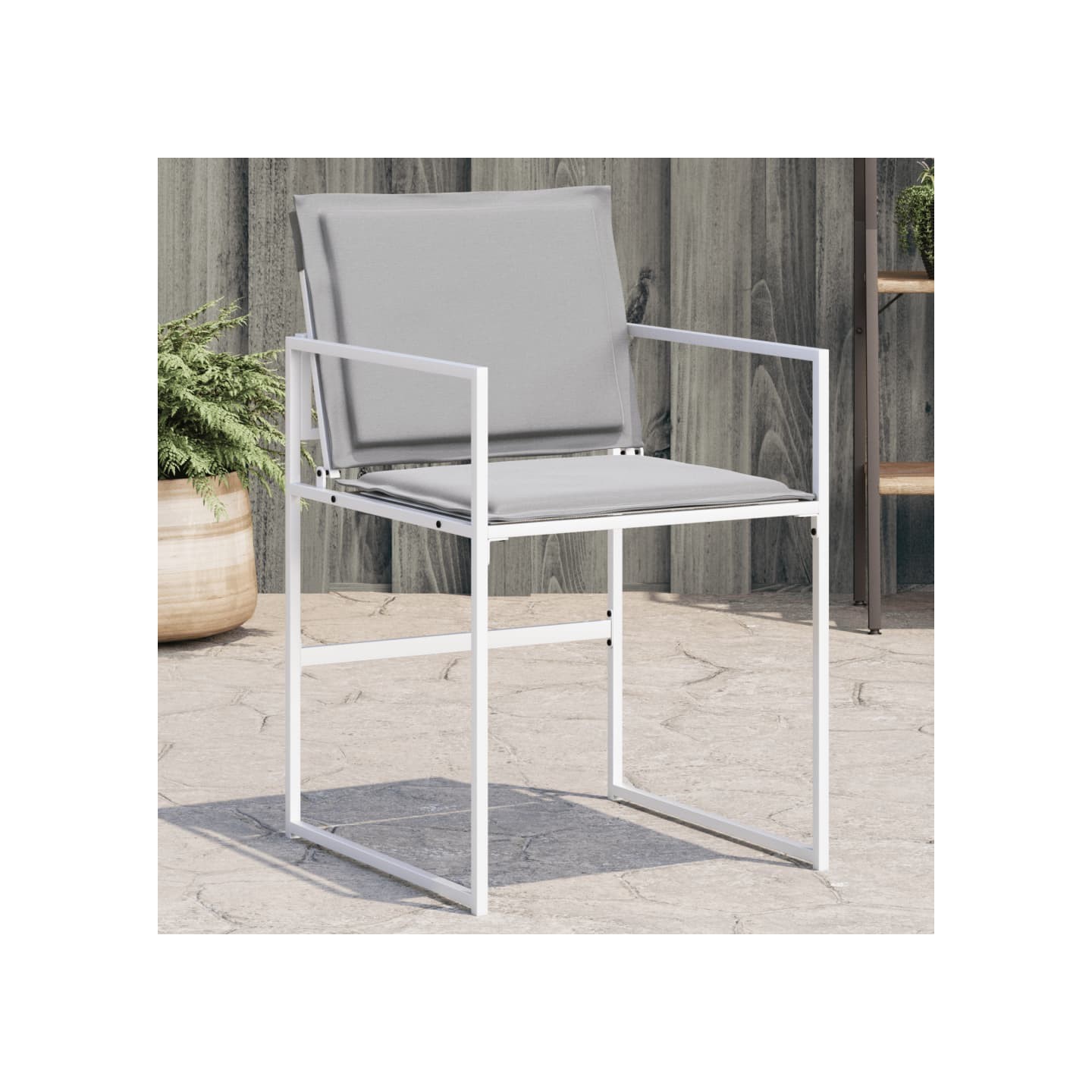 Chaises de jardin avec coussins lot de 4 blanc acier/textilène