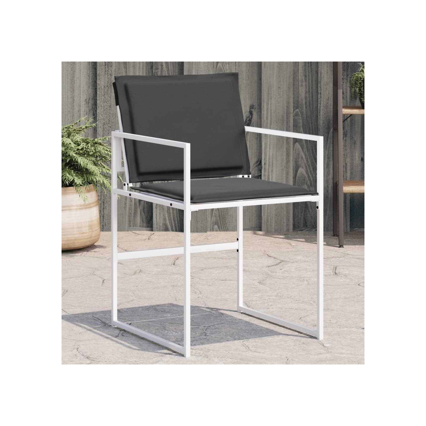 Chaises de jardin avec coussins lot de 4 blanc acier/textilène