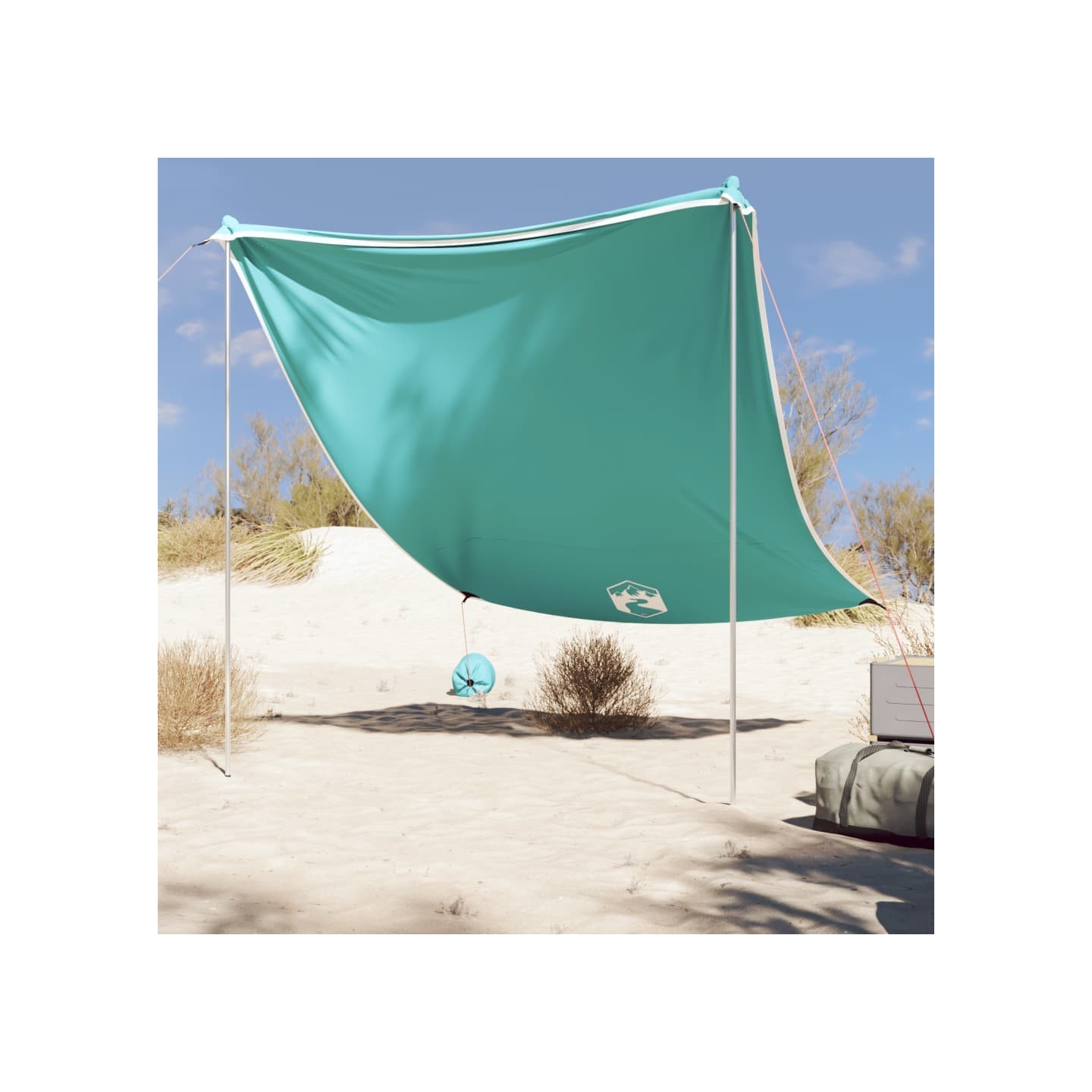 Auvent de plage avec ancres de sable vert 214x236 cm