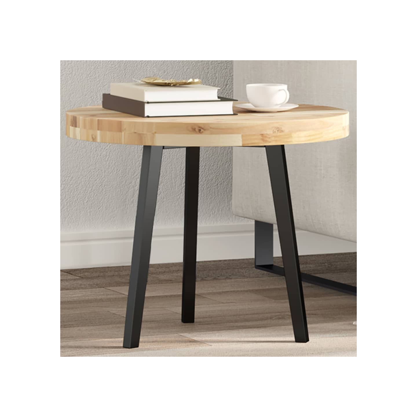 Dessus de table rond Ø50x4 cm bois massif d'acacia