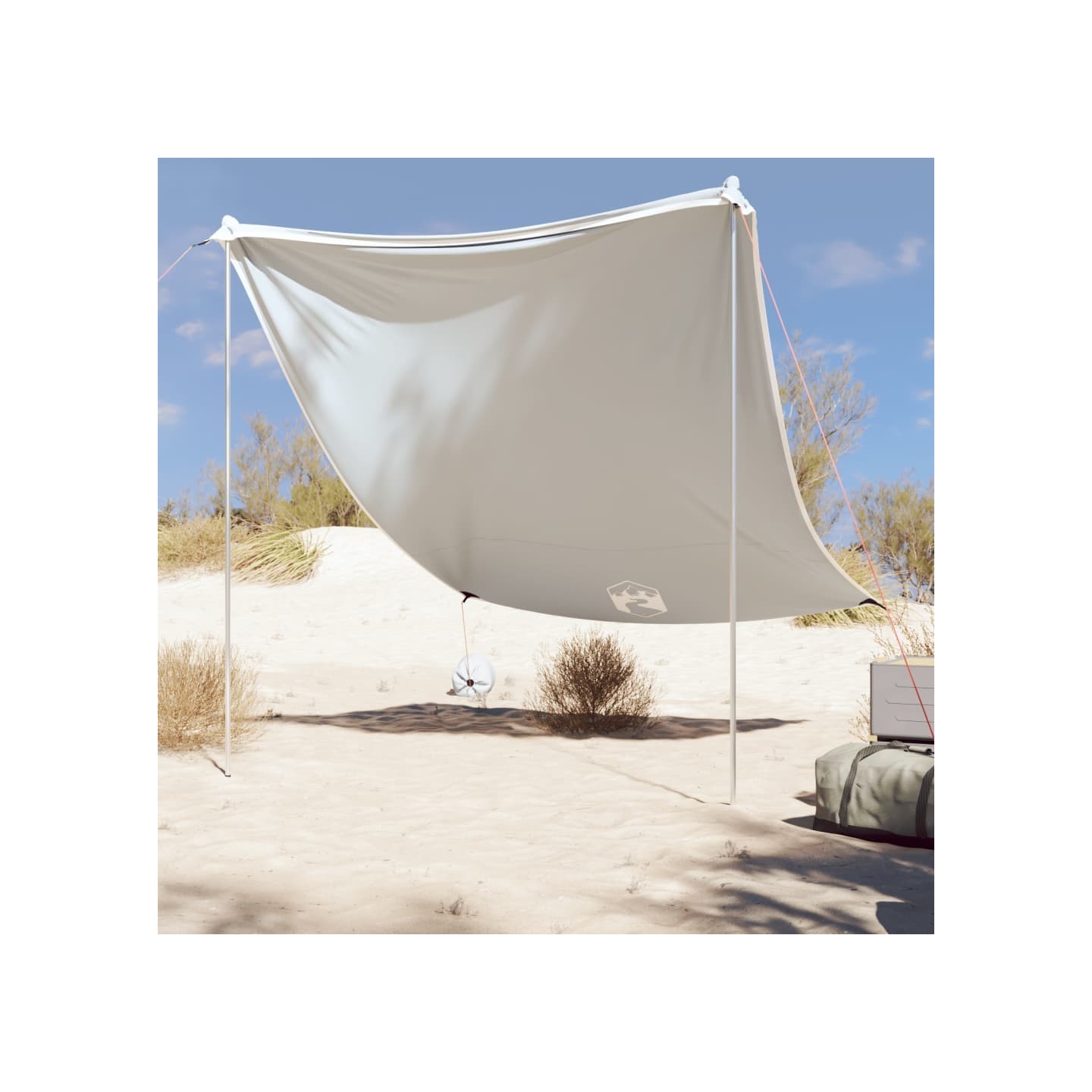 Auvent de plage avec ancres de sable gris 214x236 cm