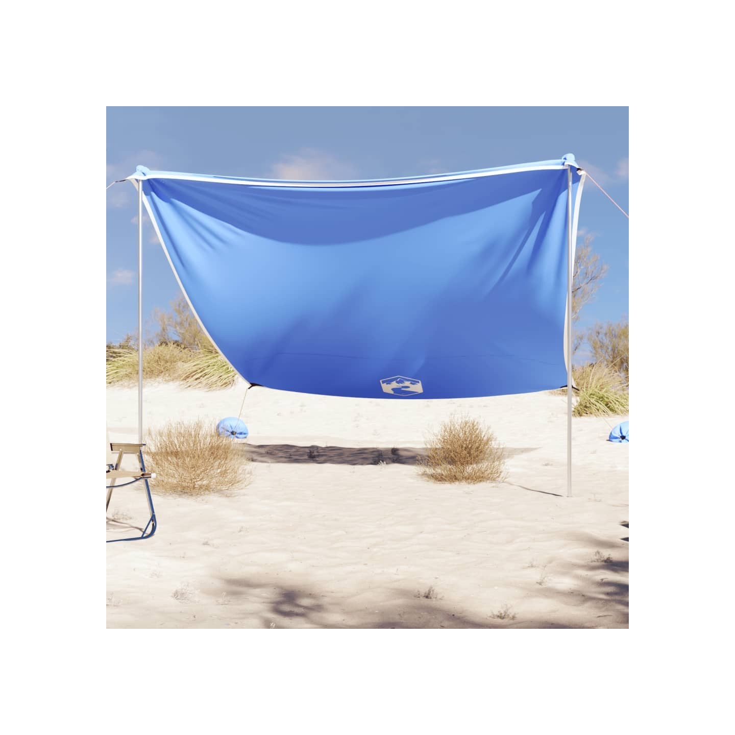 Auvent de plage avec ancres de sable bleu 304x300 cm