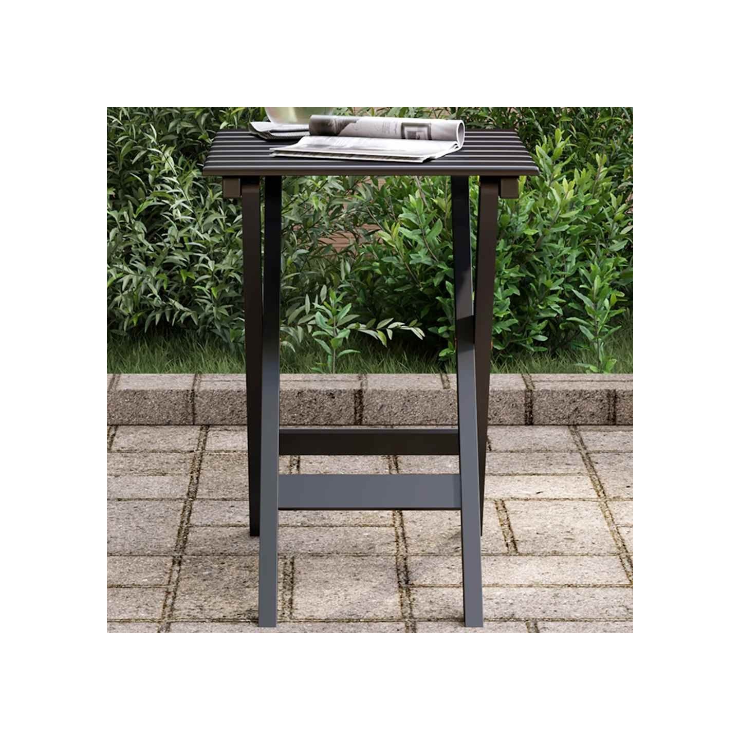 Table d’appoint pliable noir bois de peuplier massif