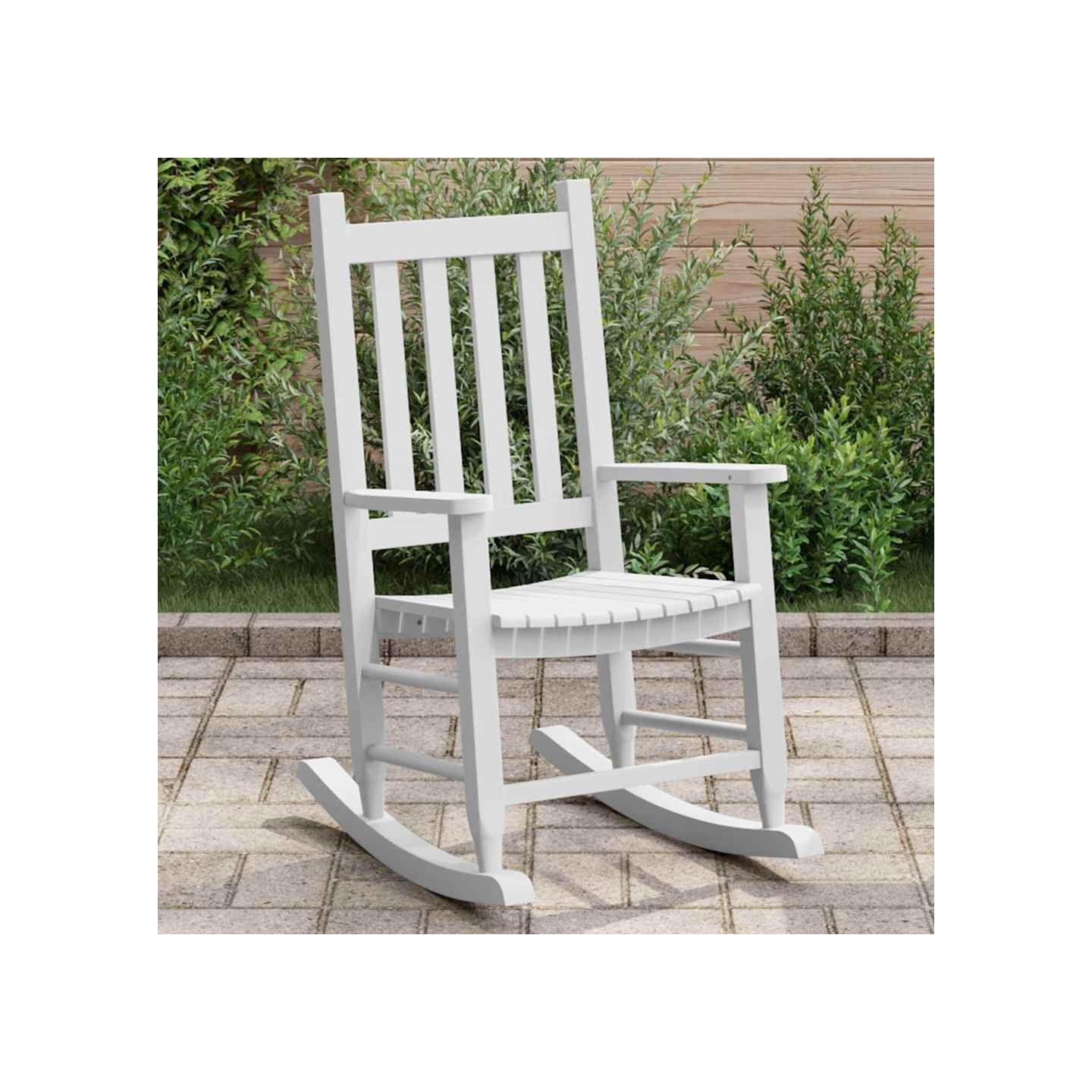Chaise à bascule enfants blanc bois de peuplier massif