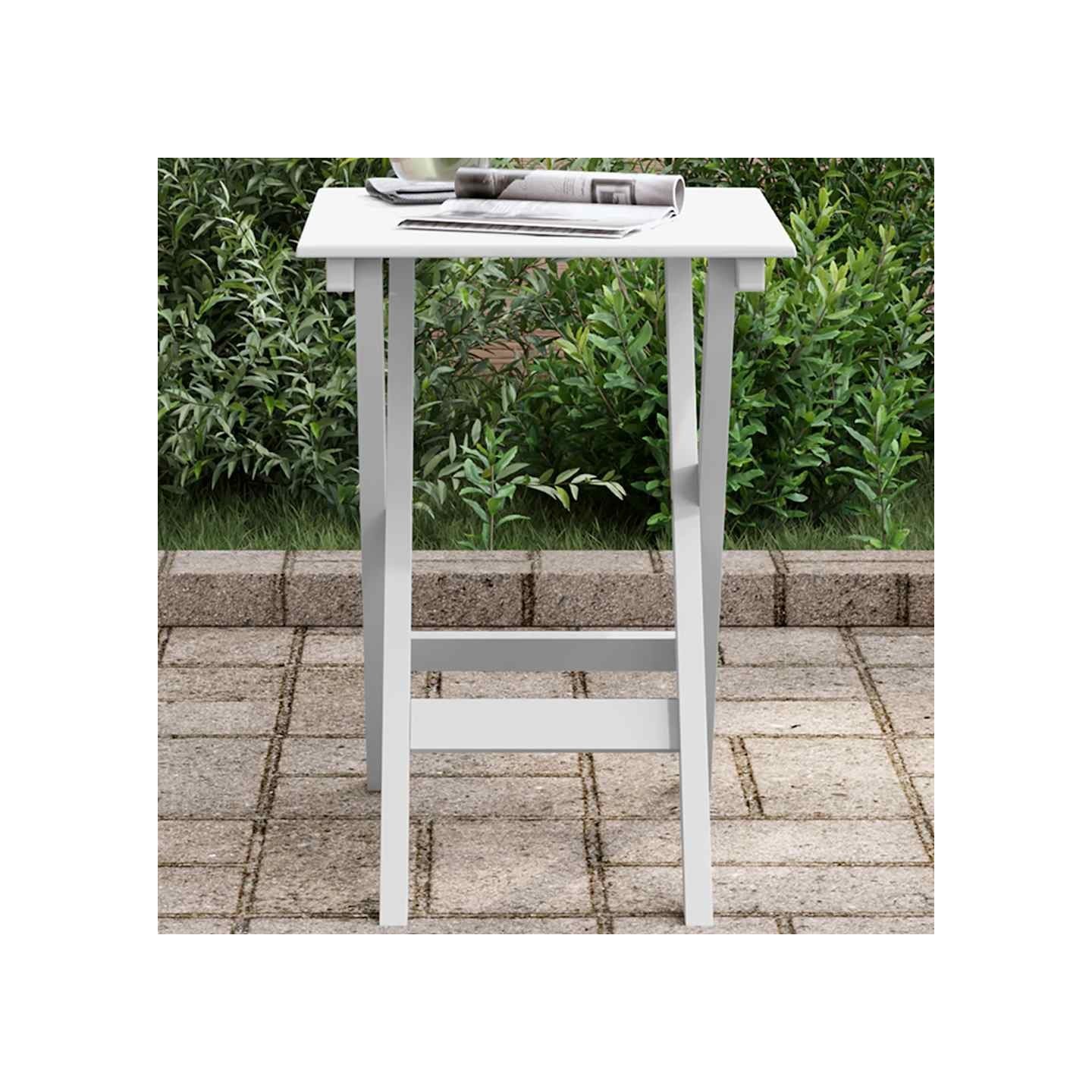 Table d’appoint pliable blanc bois de peuplier massif