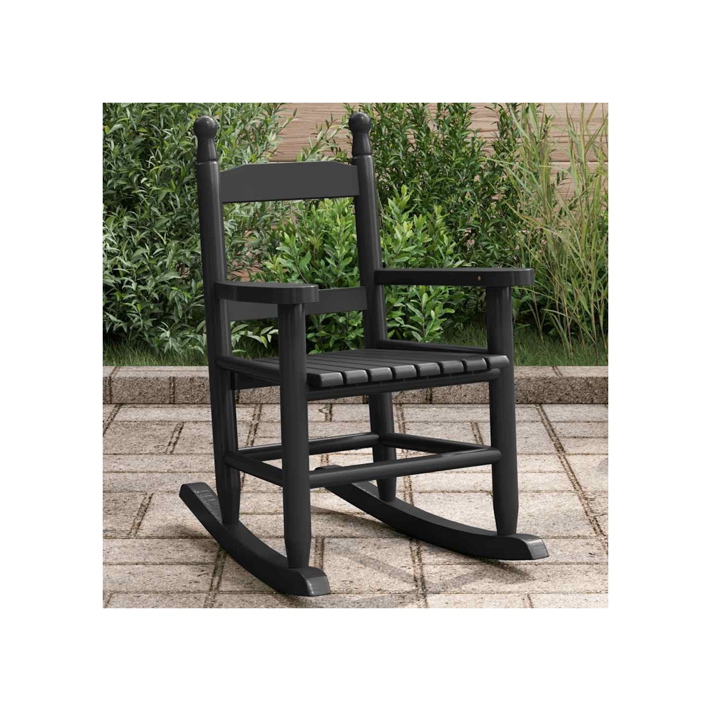 Chaise à bascule enfants noir bois de peuplier massif