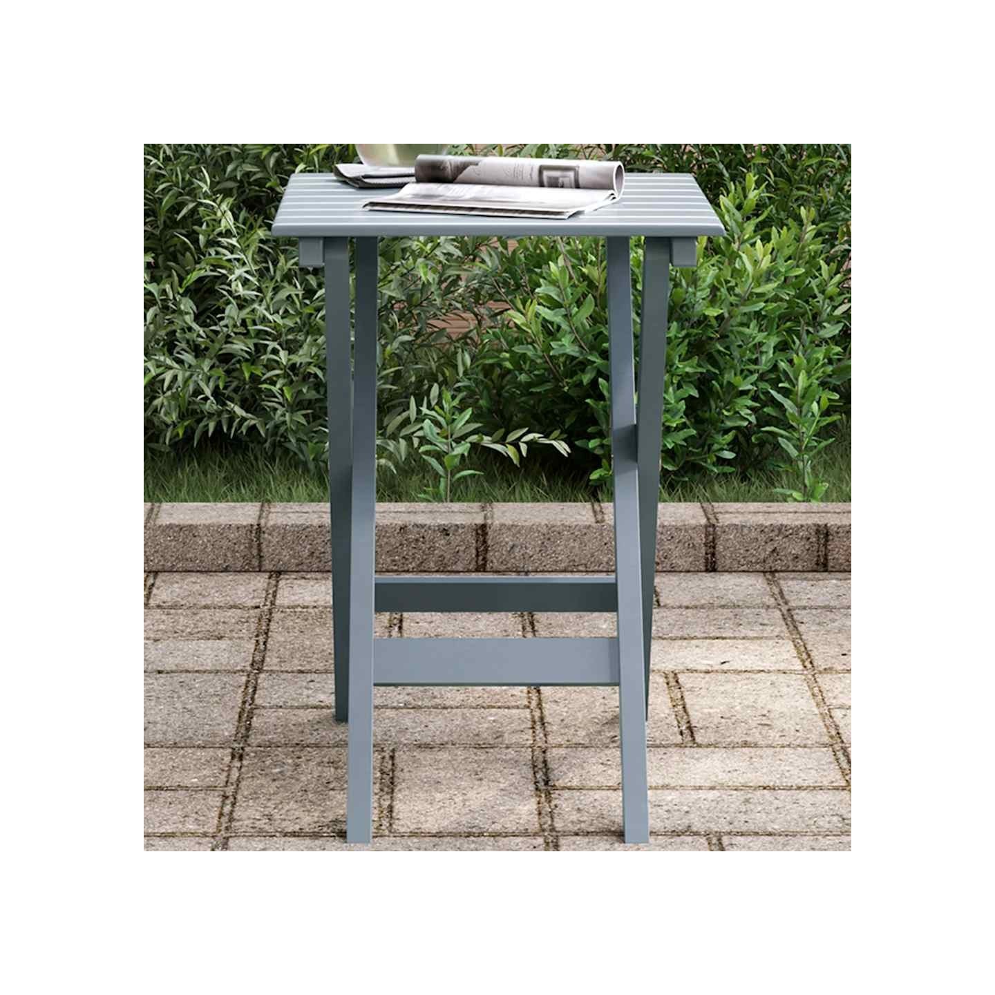 Table d’appoint pliable gris bois de peuplier massif