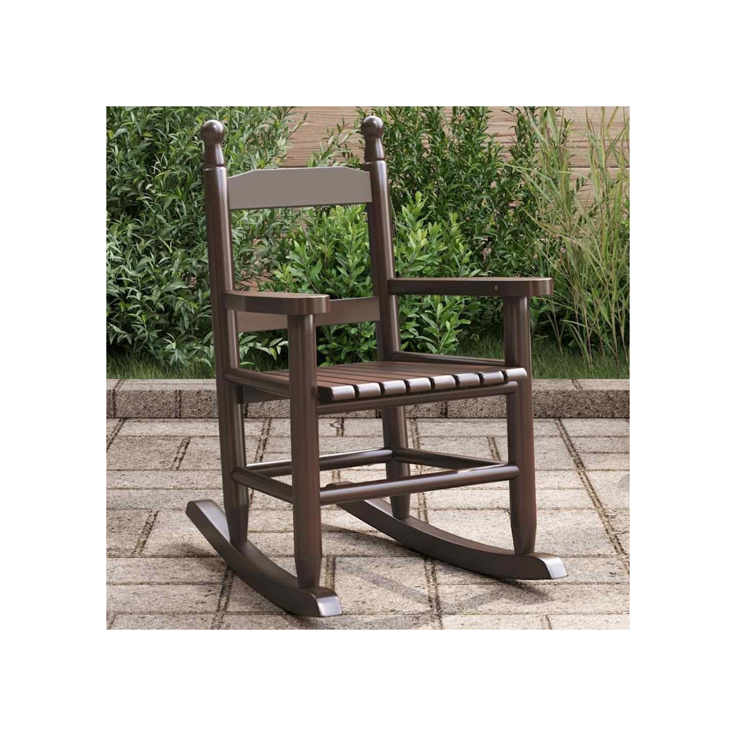 Chaise à bascule enfants marron bois de peuplier massif