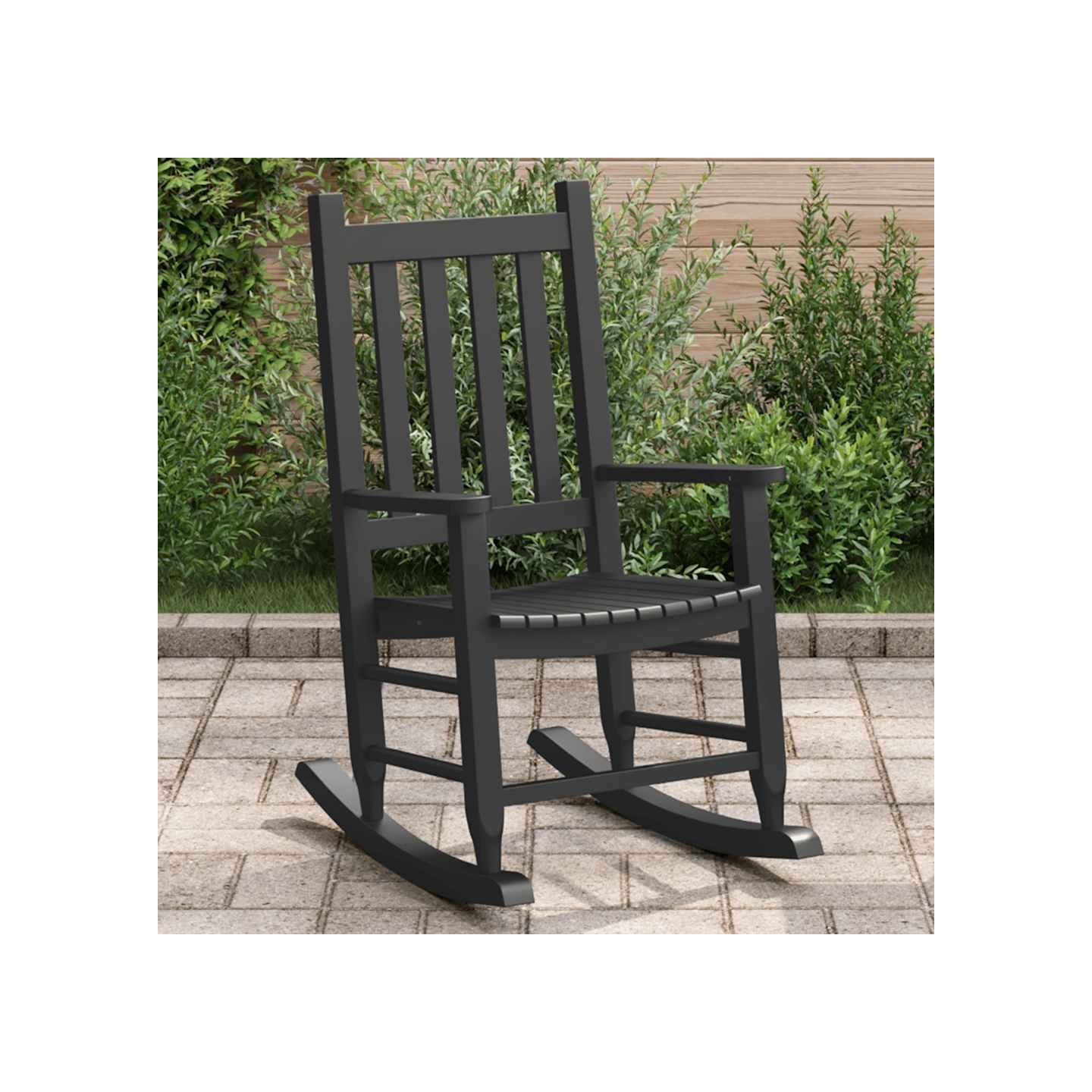 Chaise à bascule enfants noir bois de peuplier massif