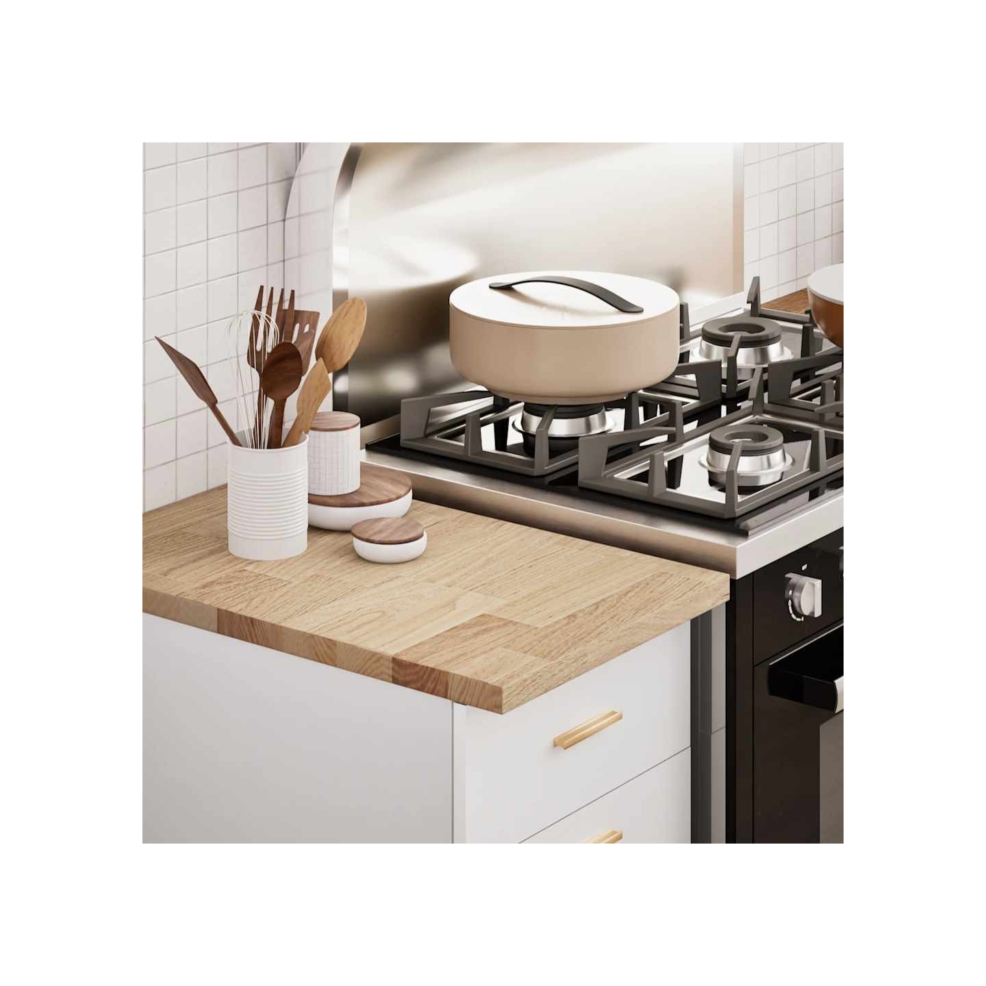 Plan de travail de cuisine bois de chêne massif rectangulaire
