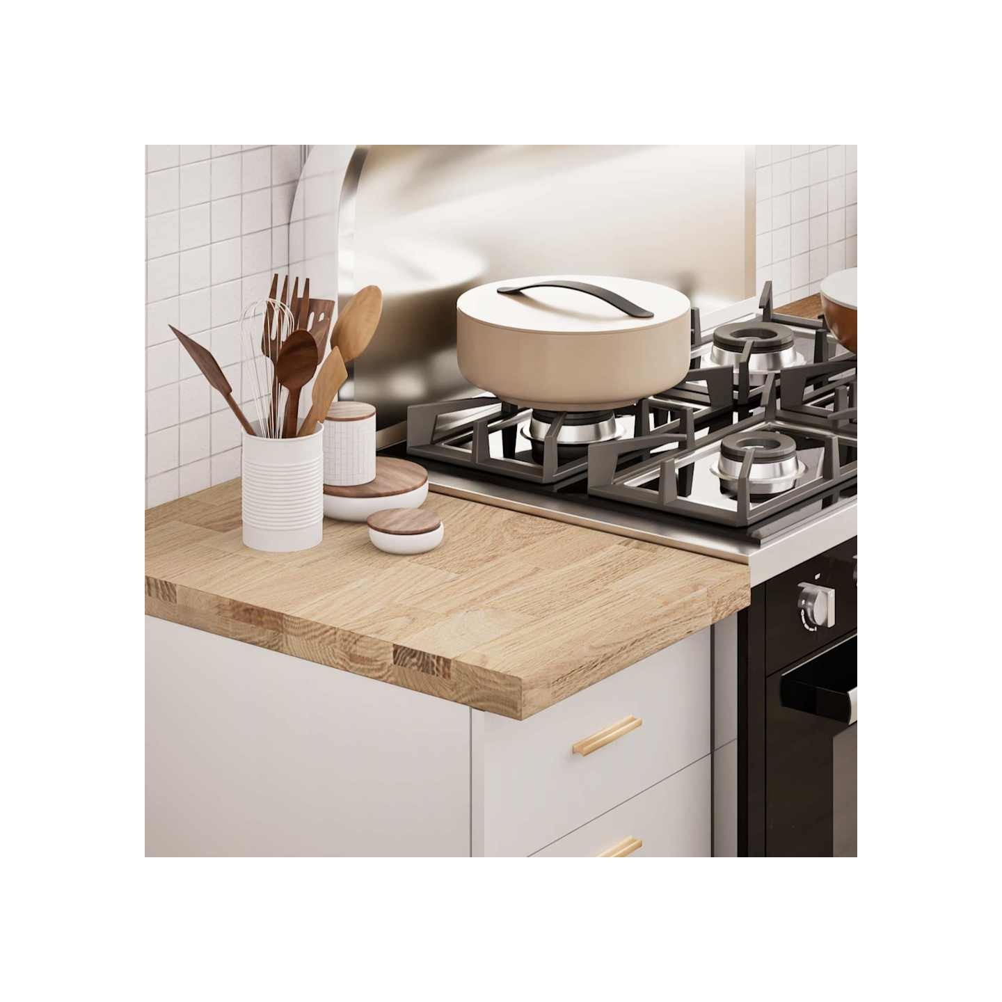 Plan de travail de cuisine bois de chêne massif rectangulaire
