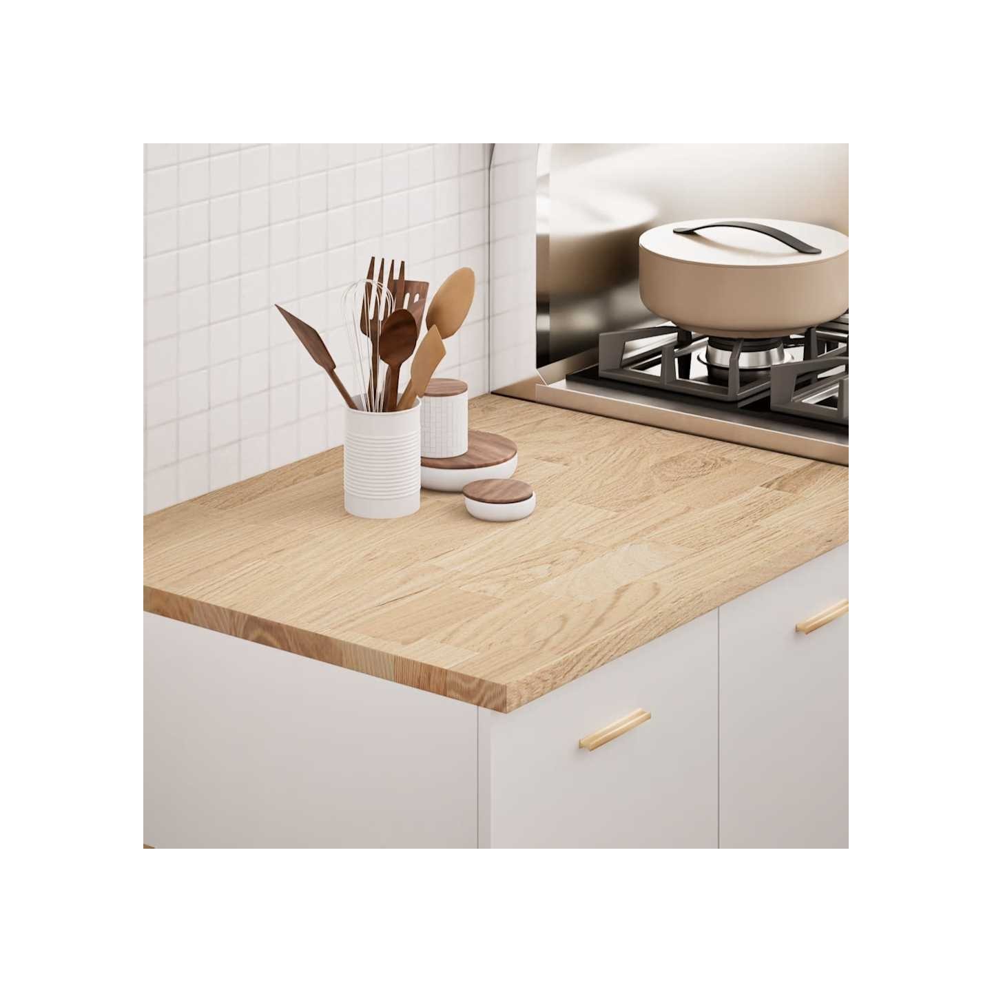 Plan de travail de cuisine bois de chêne massif rectangulaire