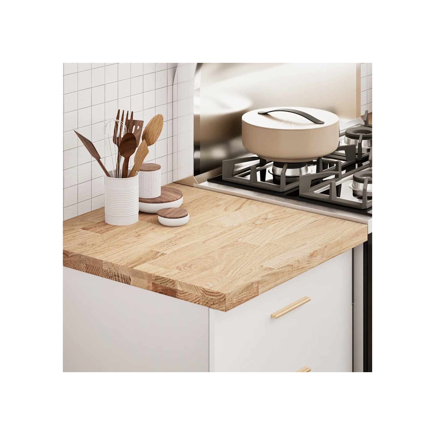 Plan de travail de cuisine bois de chêne massif rectangulaire