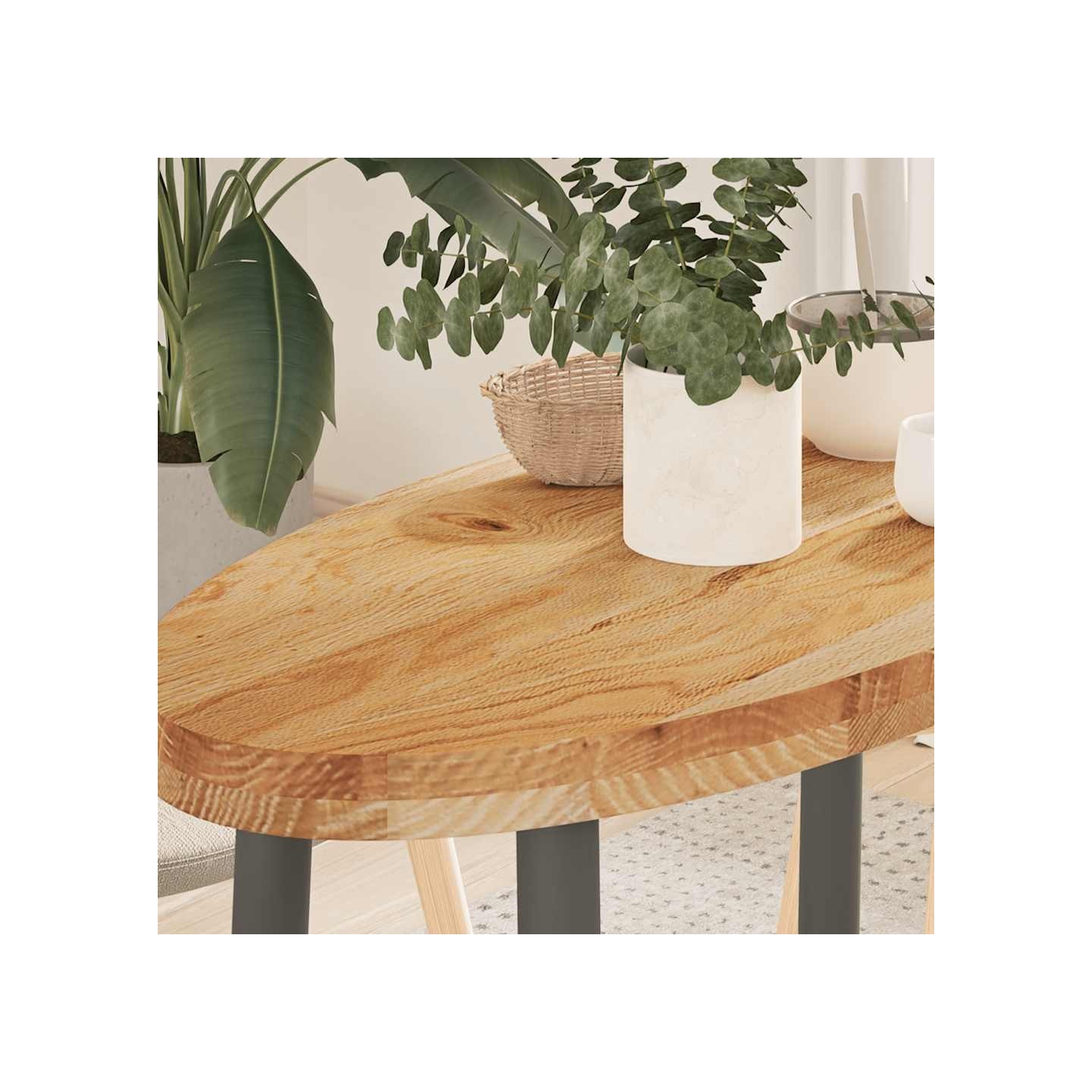 Dessus de table 80x40x4 cm bois de chêne massif ovale