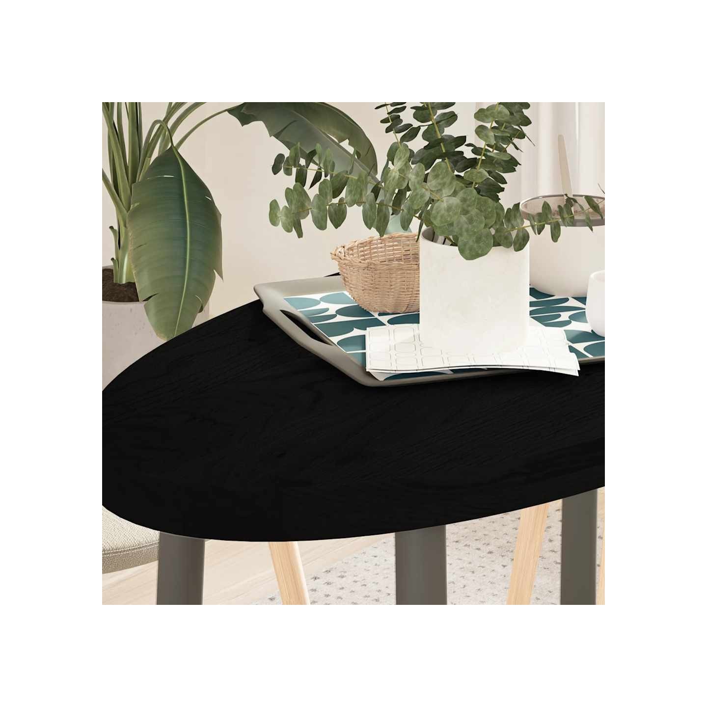 Dessus de table marron foncé 100x50x4cm bois chêne massif ovale