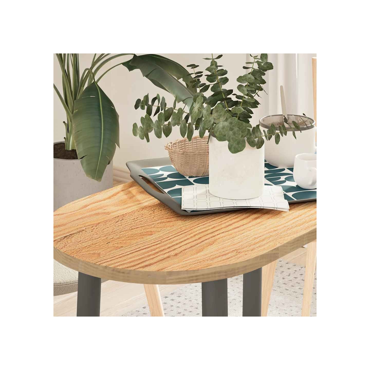 Dessus de table 80x40x2 cm bois de chêne massif ovale