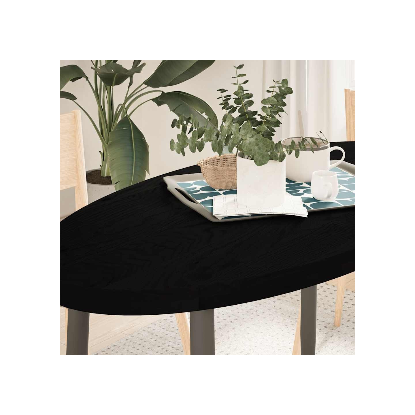 Dessus de table marron foncé 120x60x4cm bois chêne massif ovale