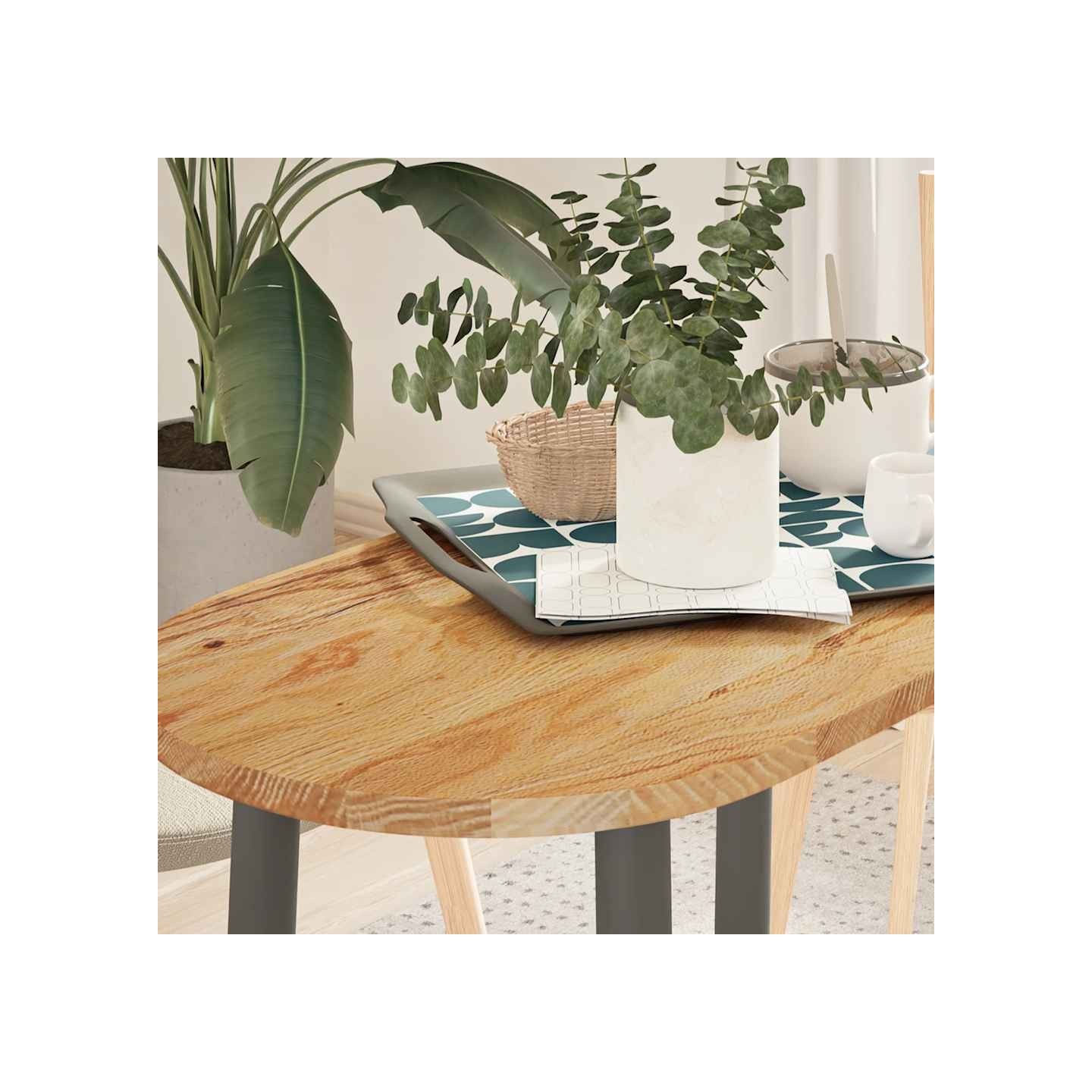 Dessus de table 80x40x2 cm bois de chêne massif ovale