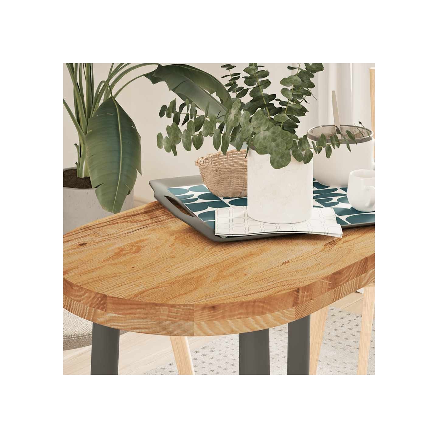 Dessus de table 80x40x4 cm bois de chêne massif ovale