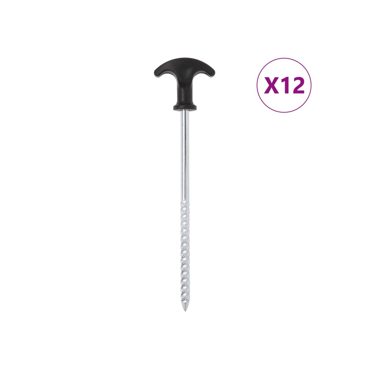 Piquets de tente 12 pcs 20 cm Ø7 mm acier galvanisé
