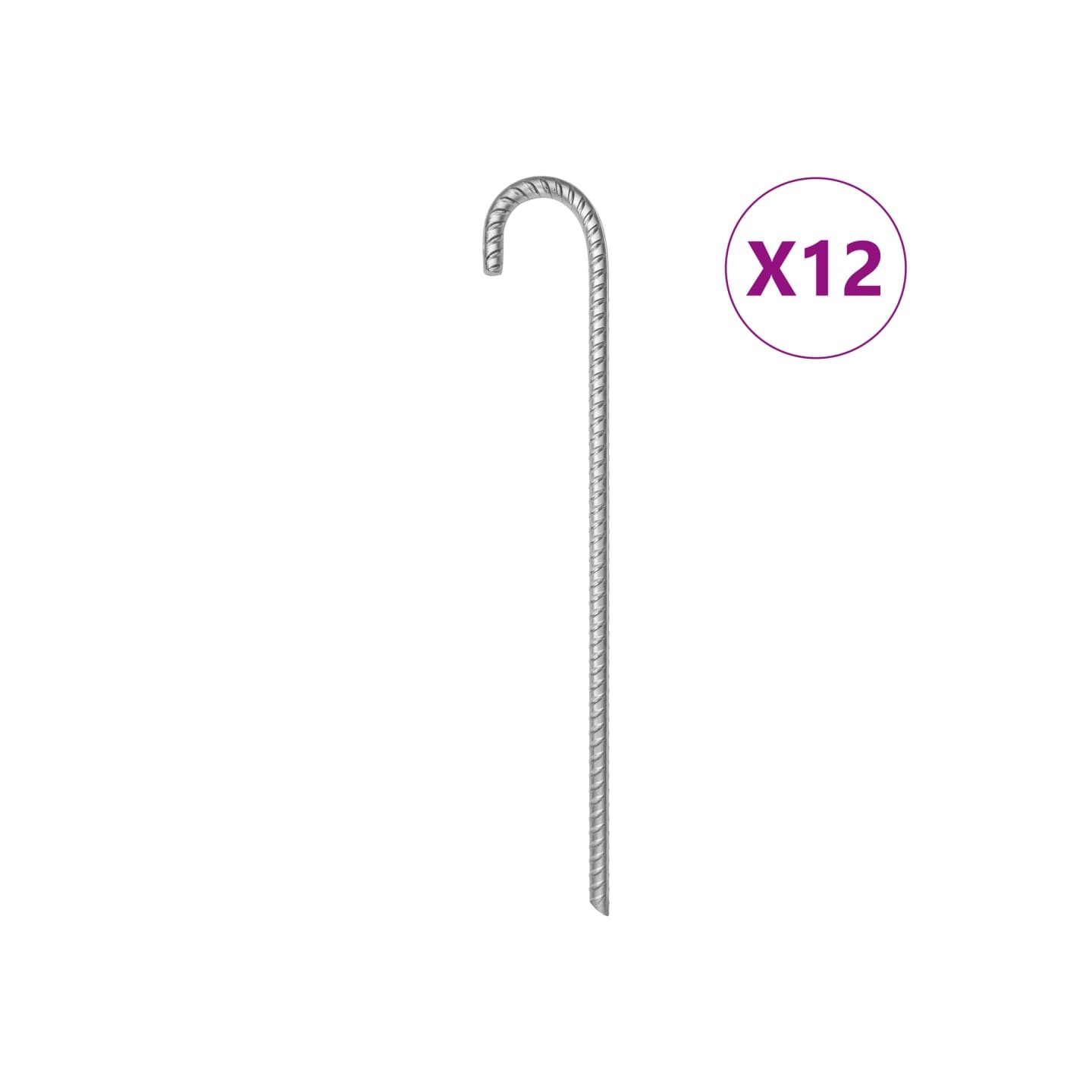 Piquets de tente 12 pcs 41,5 cm Ø12 mm acier galvanisé
