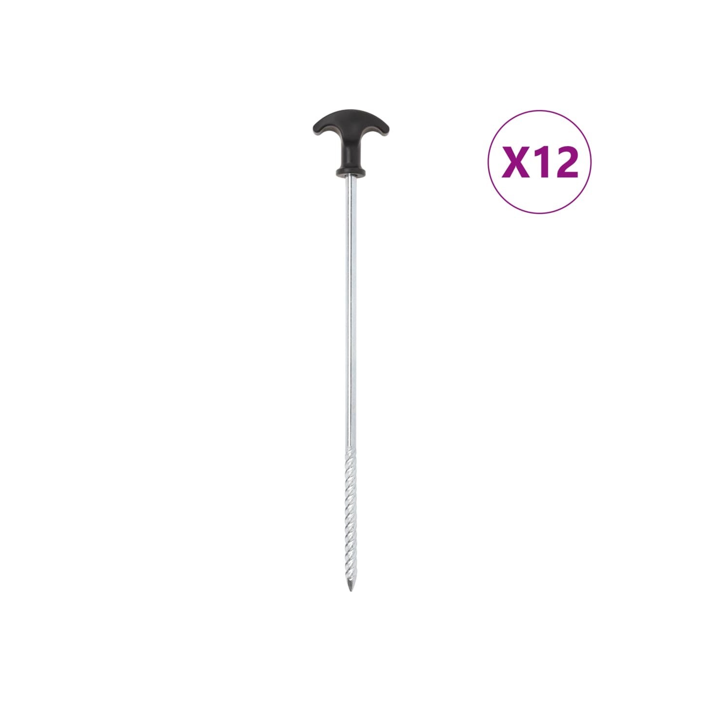 Piquets de tente 12 pcs 30 cm Ø7 mm acier galvanisé