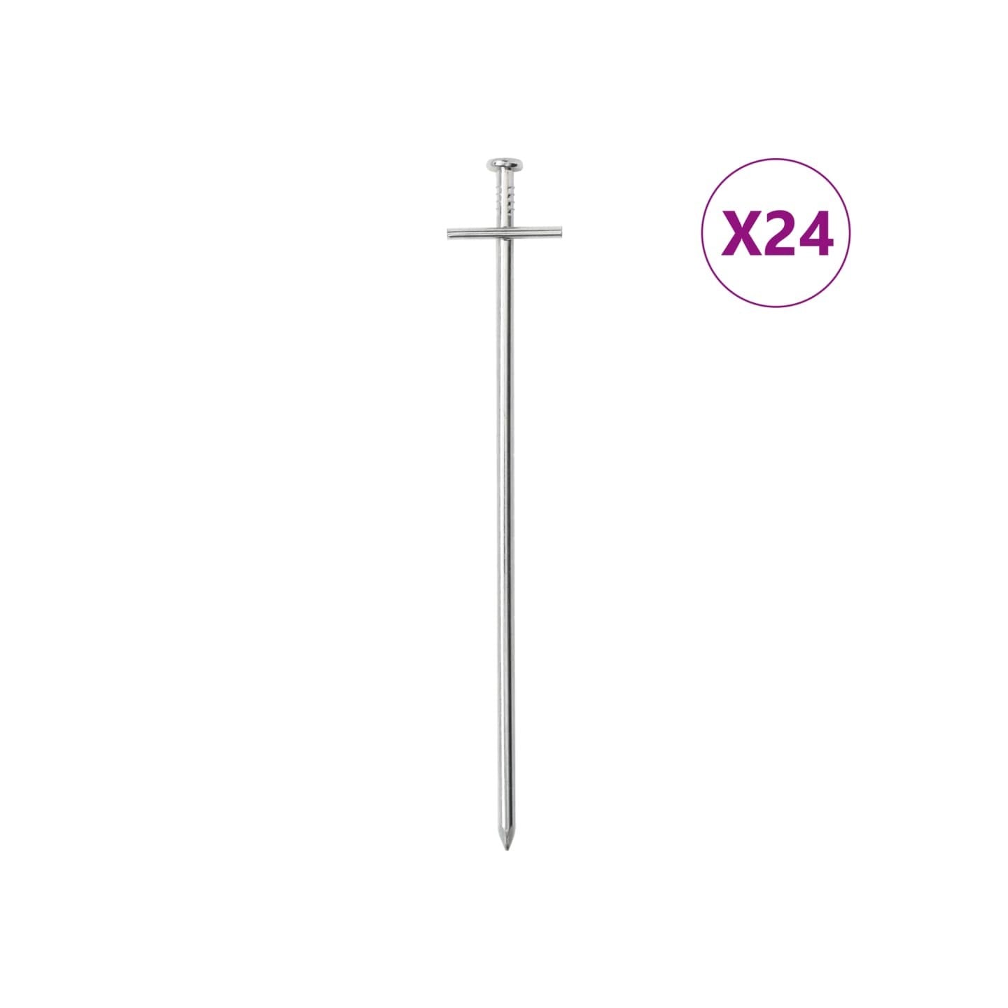 Piquets de tente 24 pcs 23 cm Ø6 mm acier galvanisé