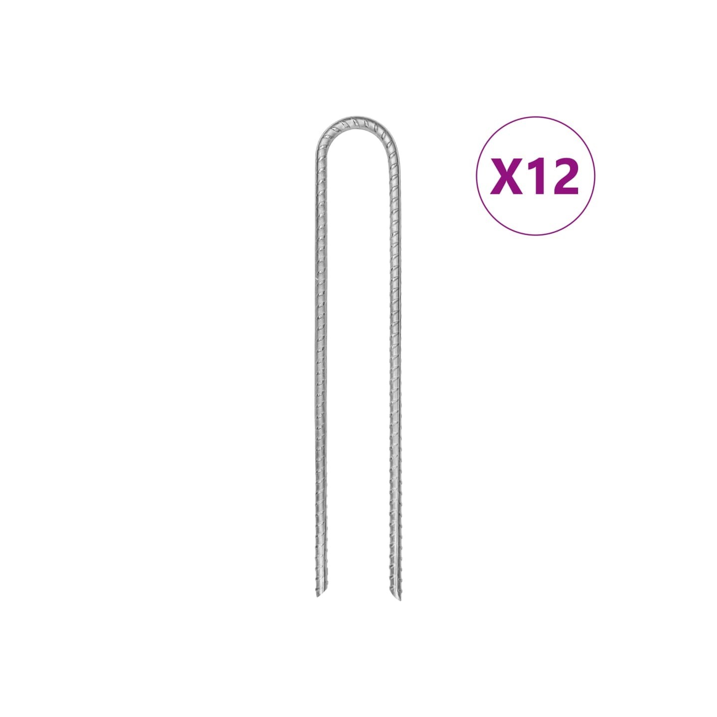 Piquets de tente 12 pcs en forme de U 30cm Ø8,5mm acier galvanisé