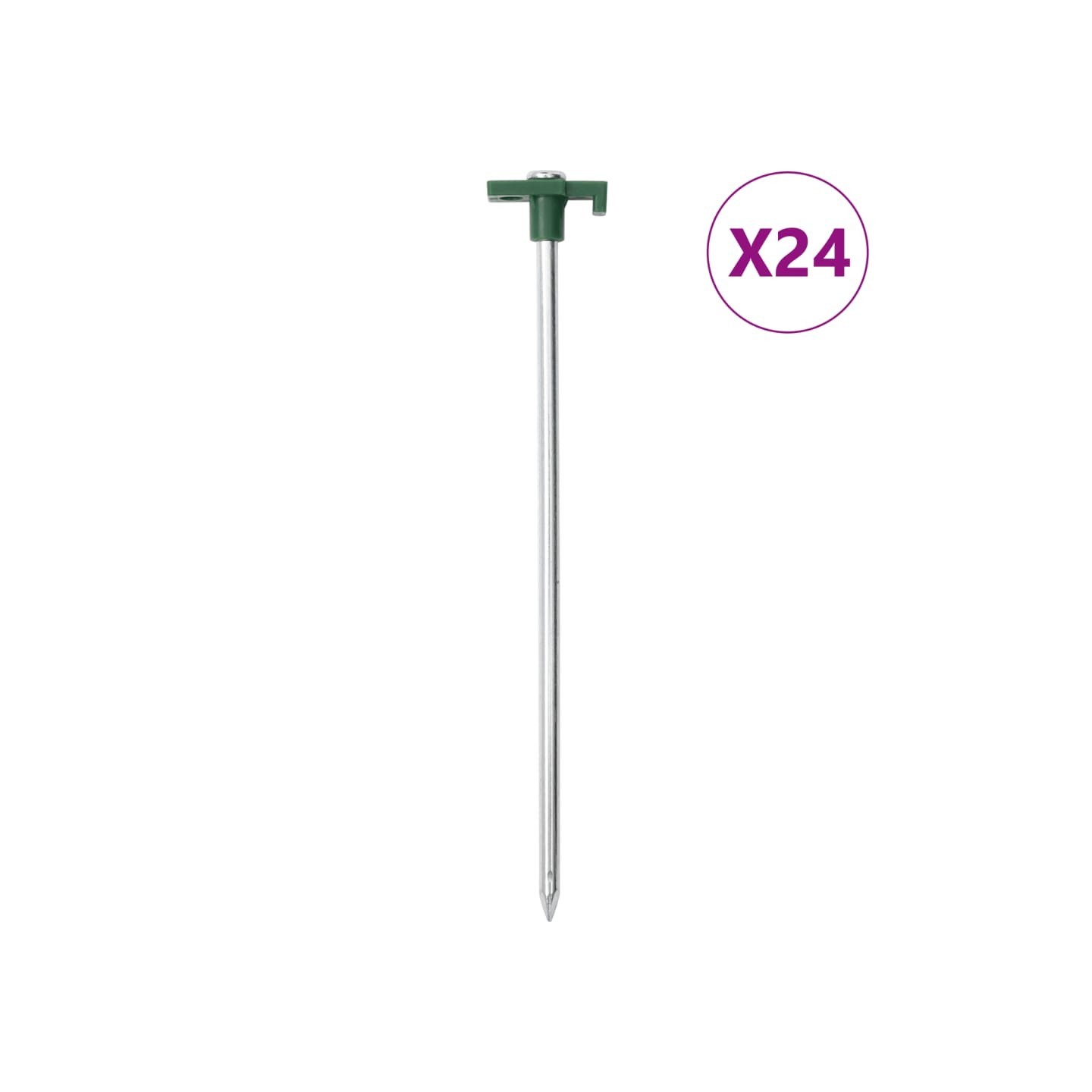 Piquets de tente 24 pcs 25 cm 7 mm acier galvanisé et PP
