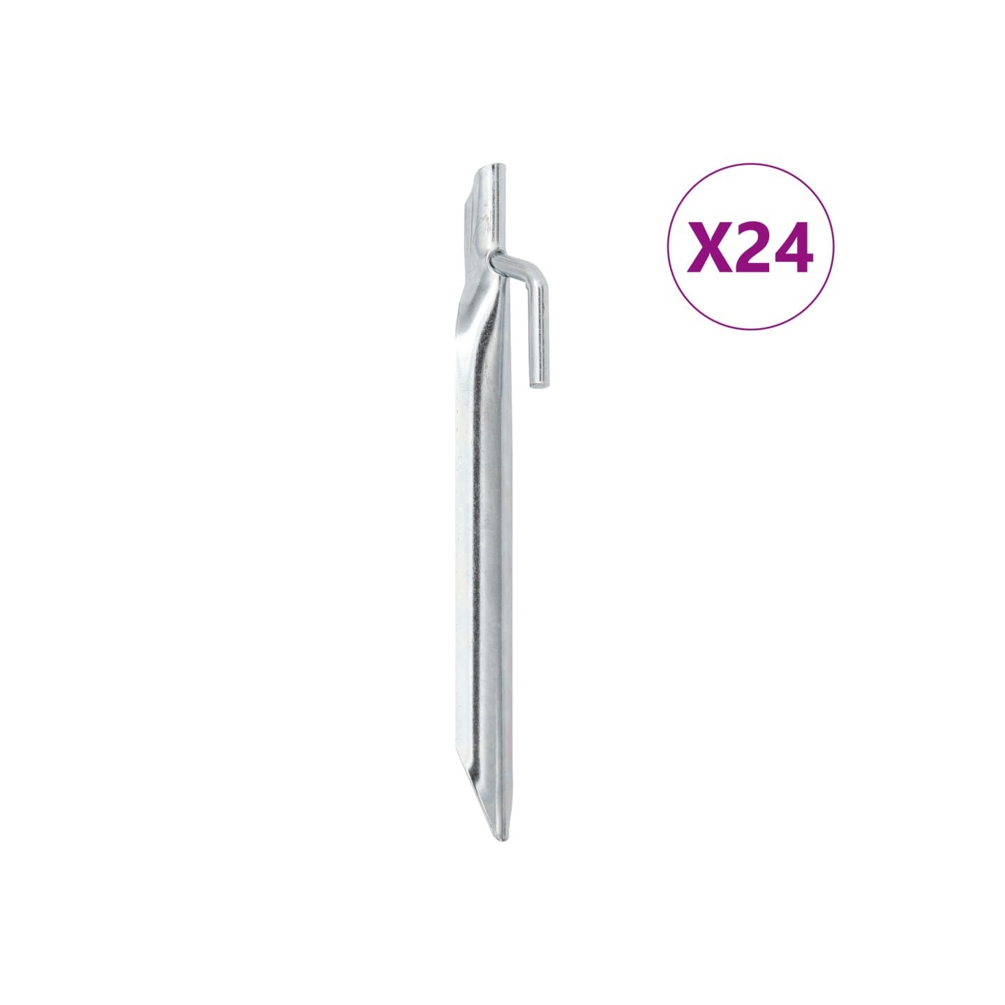 Piquets de tente 24pcs en forme de V 17cm Ø20mm acier galvanisé