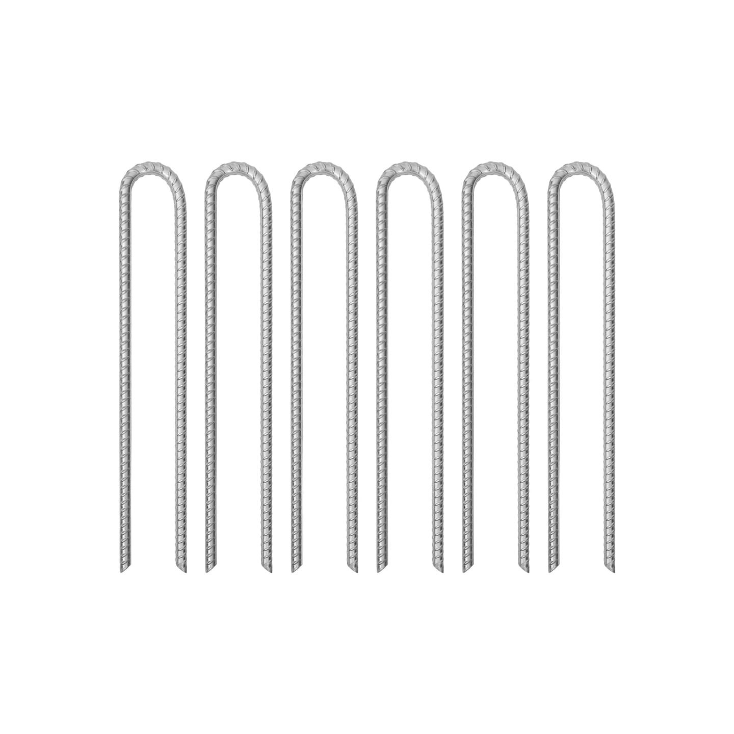Piquets de tente 6 pcs forme de U 41,5 cm Ø13mm acier galvanisé