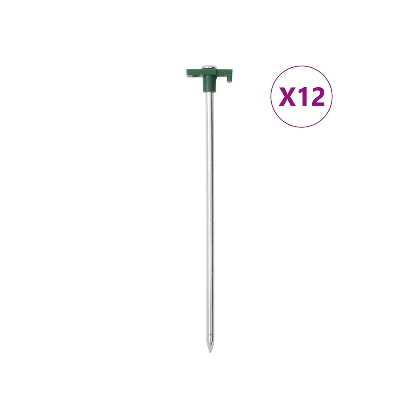 Piquets de tente 12 pcs 25 cm 7 mm acier galvanisé et PP