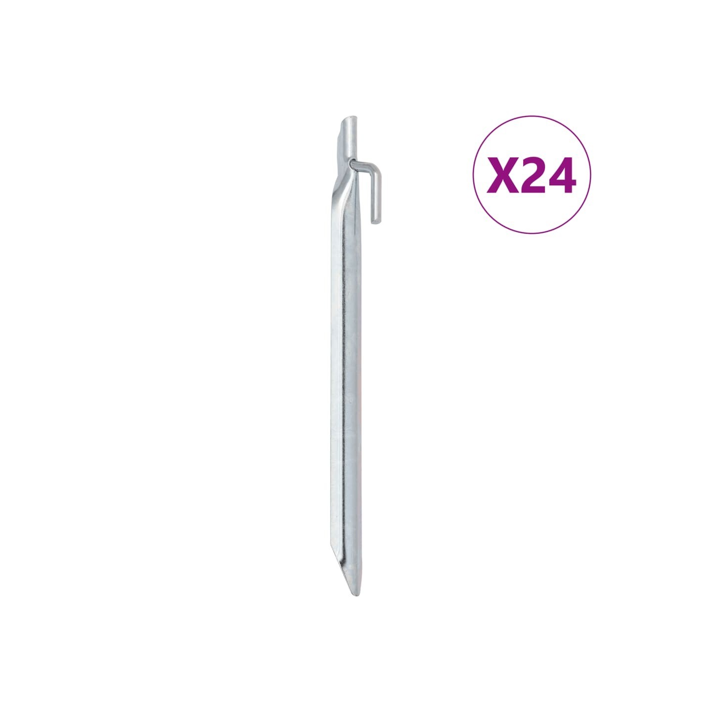 Piquets de tente 24pcs en forme de V 24cm Ø20mm acier galvanisé