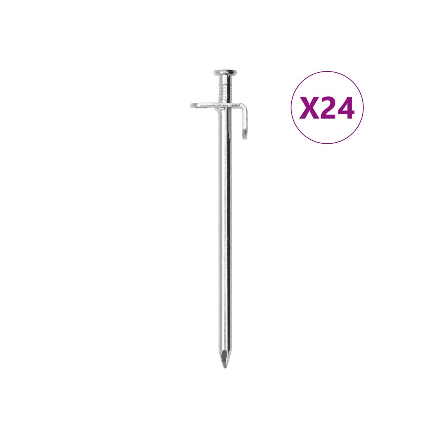 Piquets de tente 24 pcs 19,5 cm 8 mm acier galvanisé
