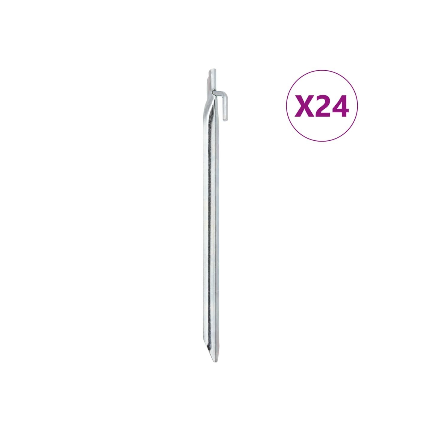 Piquets de tente 24 pcs forme de V 29,5cm Ø20mm acier galvanisé