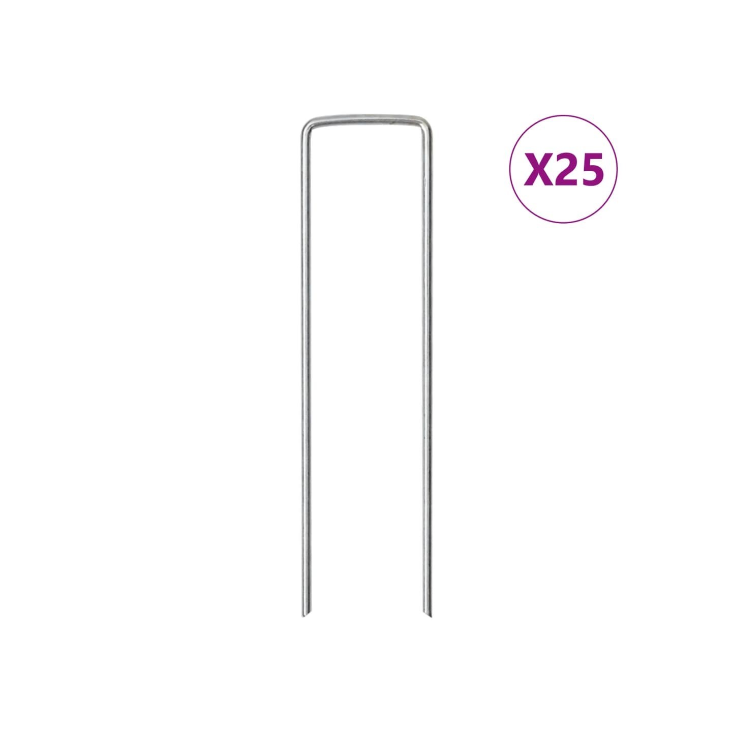 Piquets de sol en forme de U 25 pcs 15x3,5 cm acier galvanisé