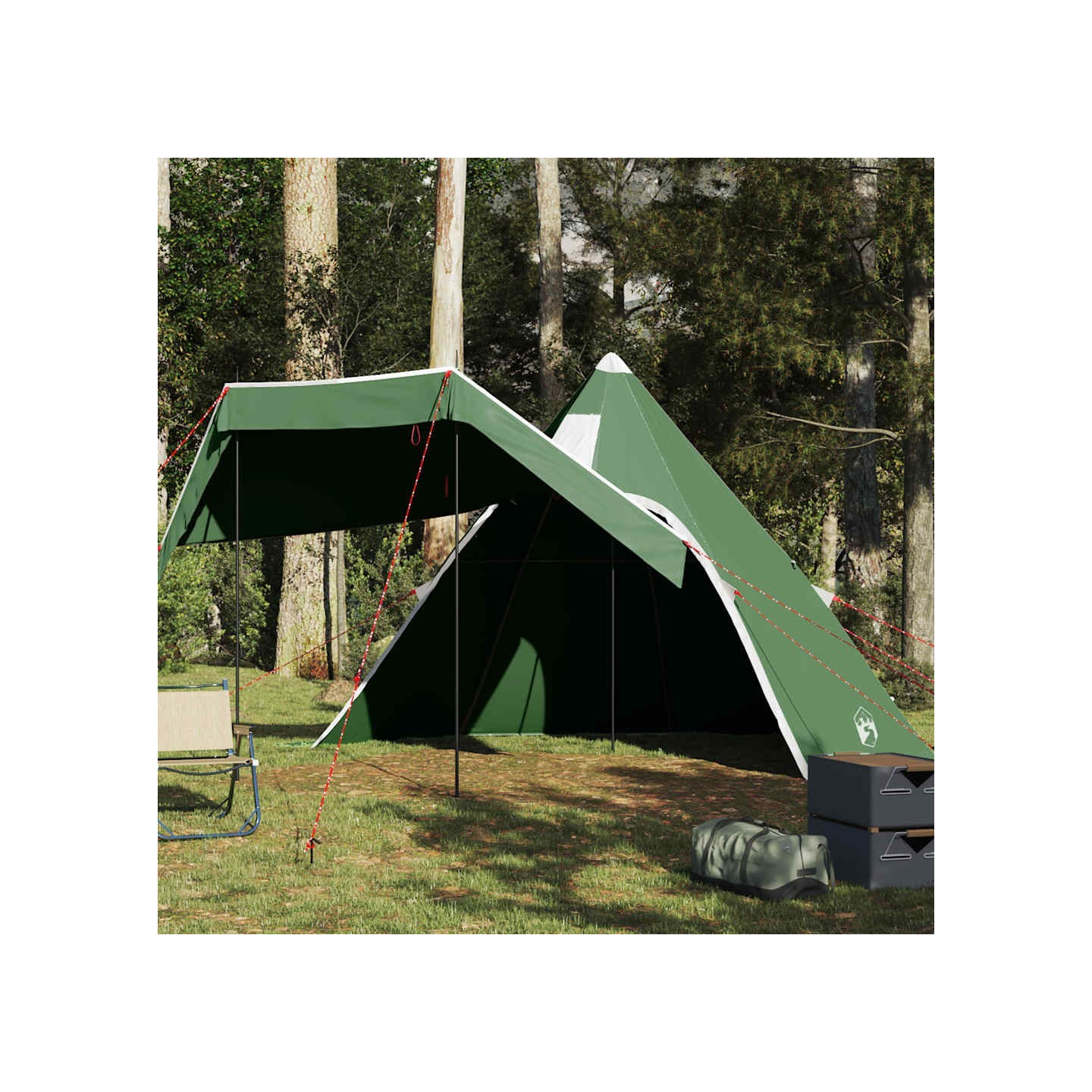 Tente de camping tipi 5 personnes vert imperméable
