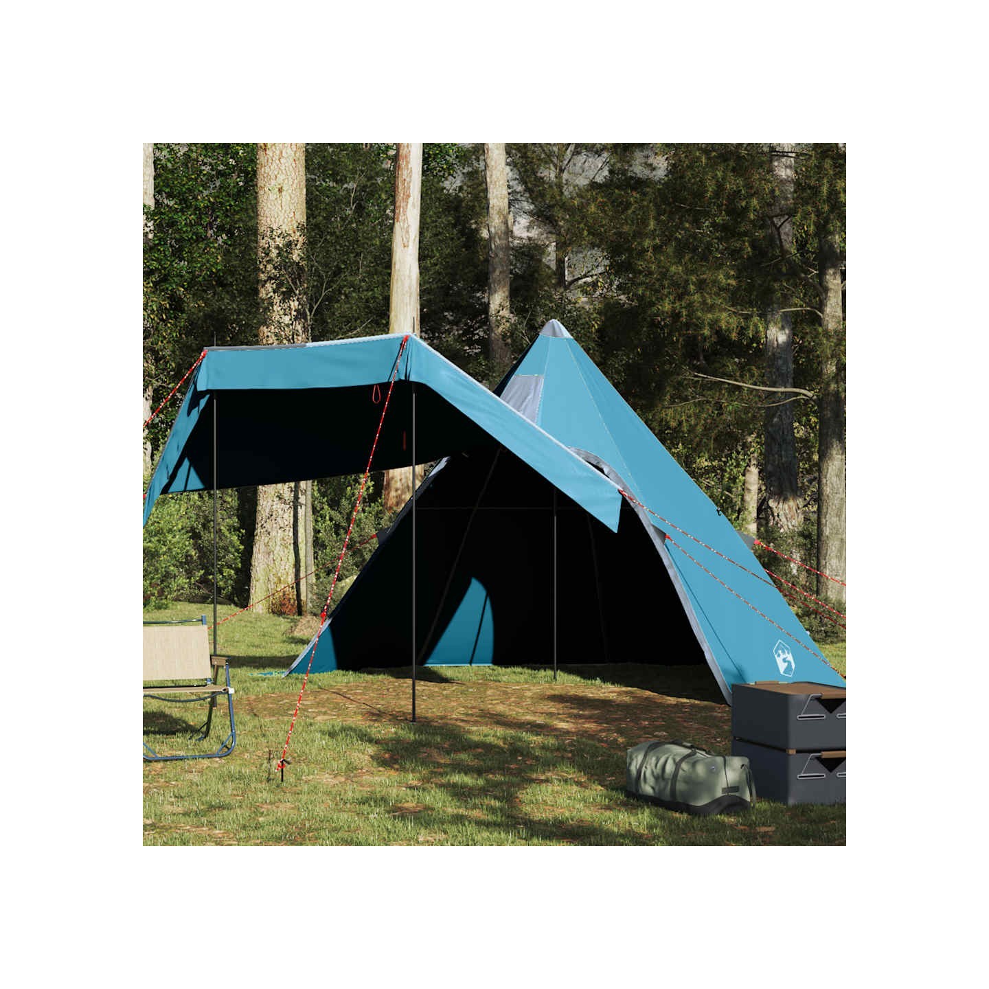 Tente de camping tipi 5 personnes bleu imperméable