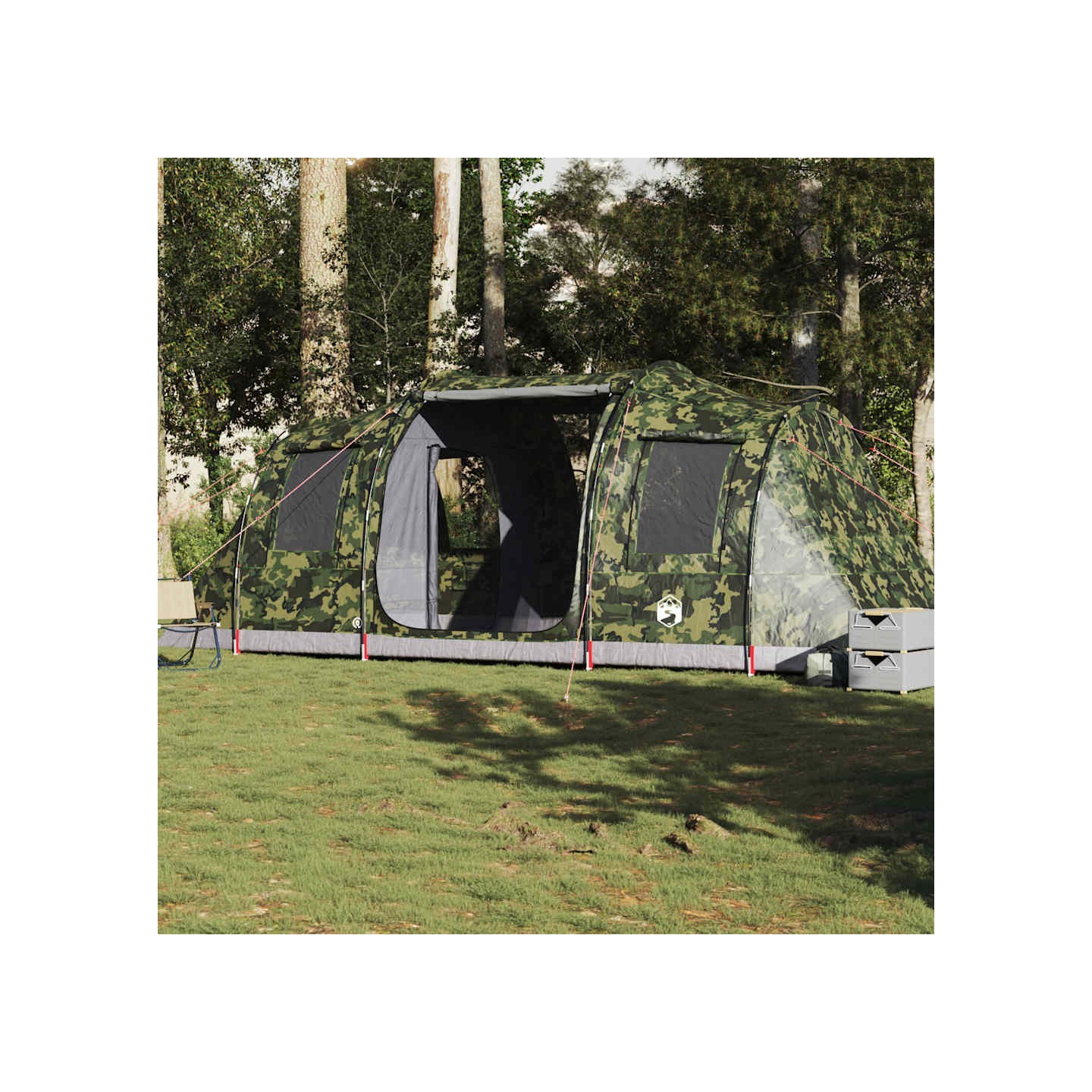Tente de camping tunnel 4 personnes camouflage imperméable