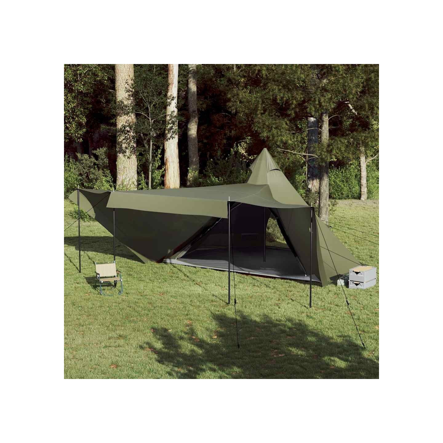 Tente familiale tipi 8 personnes vert olive imperméable