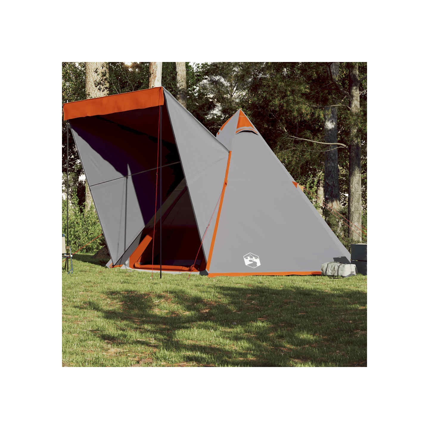Tente familiale tipi 6 personnes gris et orange imperméable