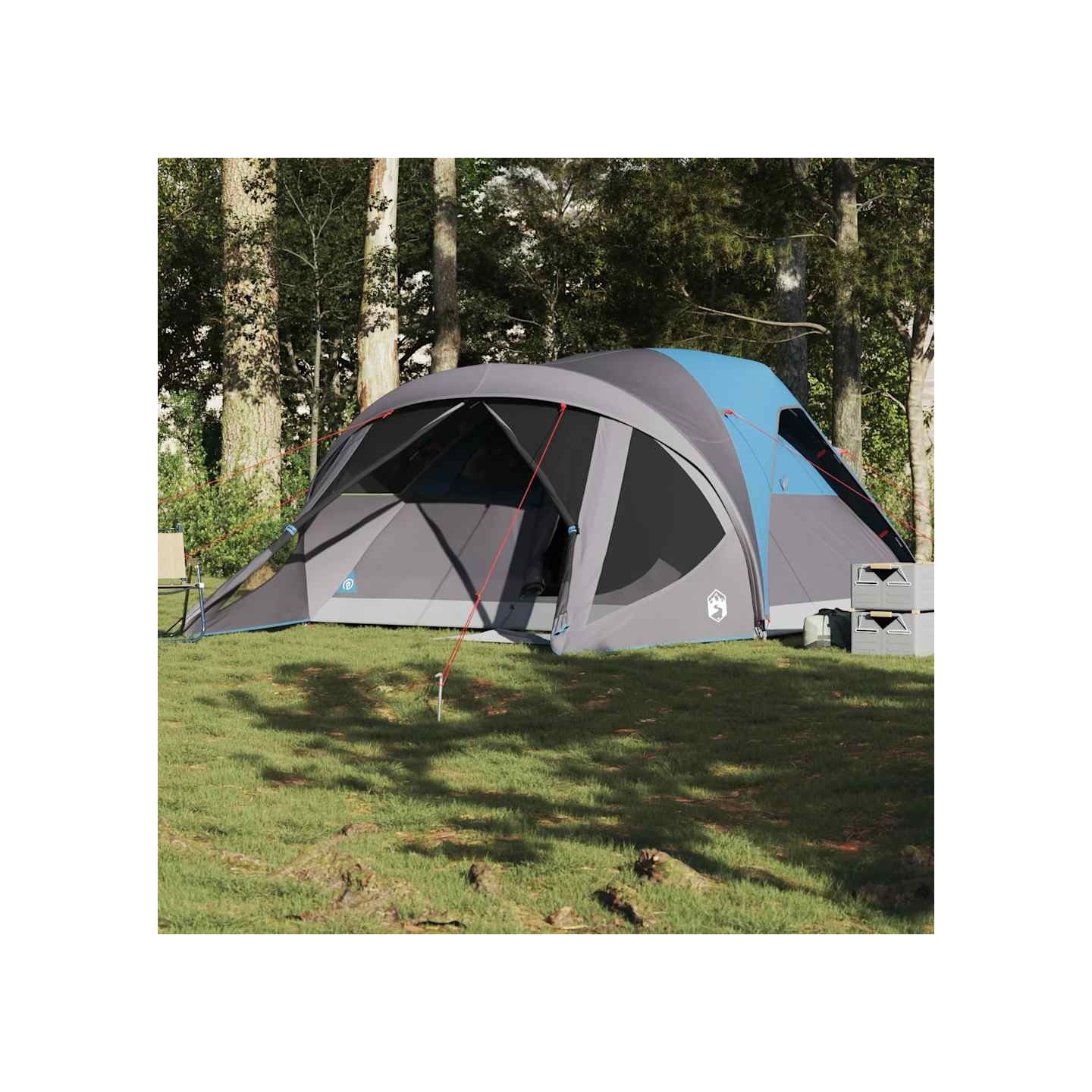 Tente familiale tunnel 6 personnes bleu imperméable