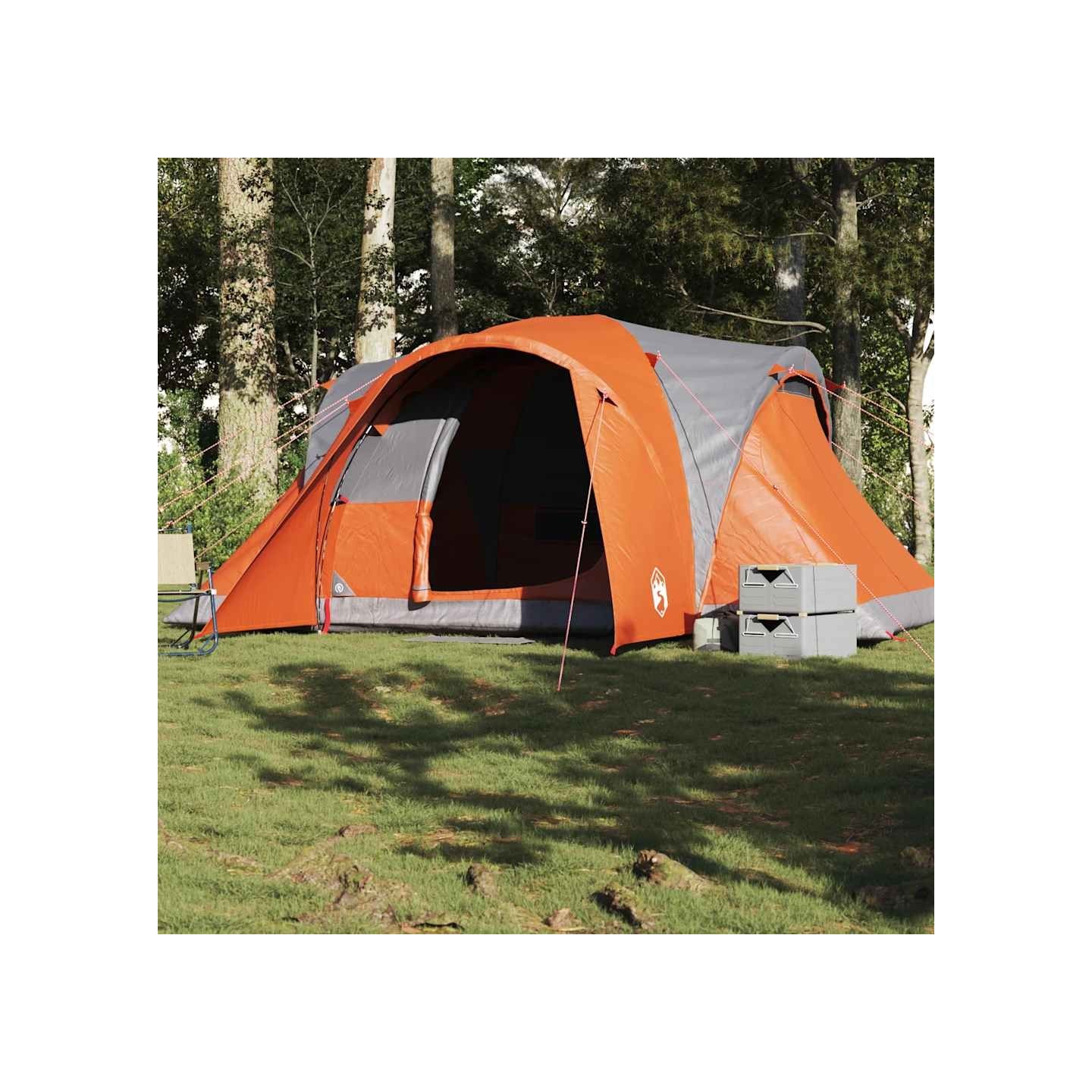 Tente familiale à dôme 6 personnes gris et orange imperméable