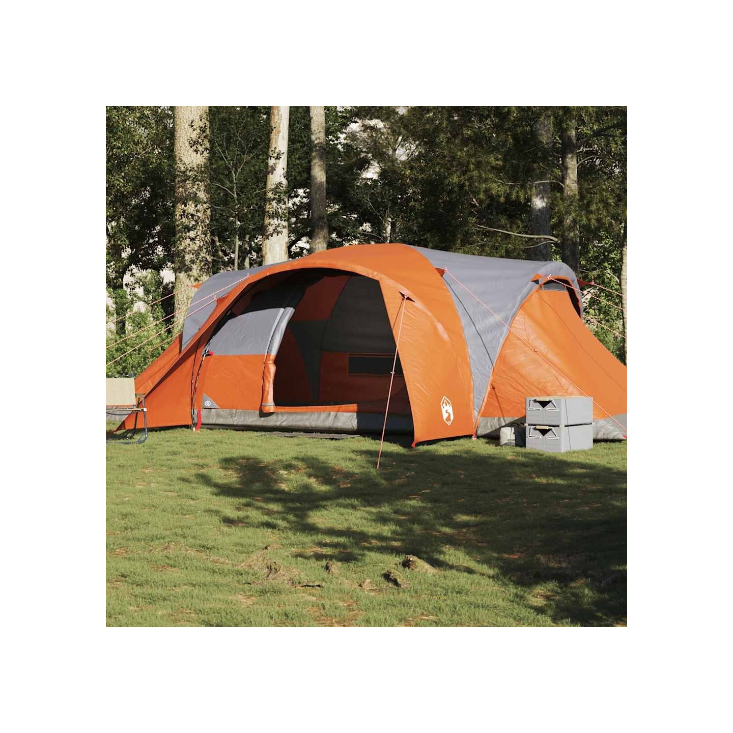 Tente familiale à dôme 6 personnes gris et orange imperméable