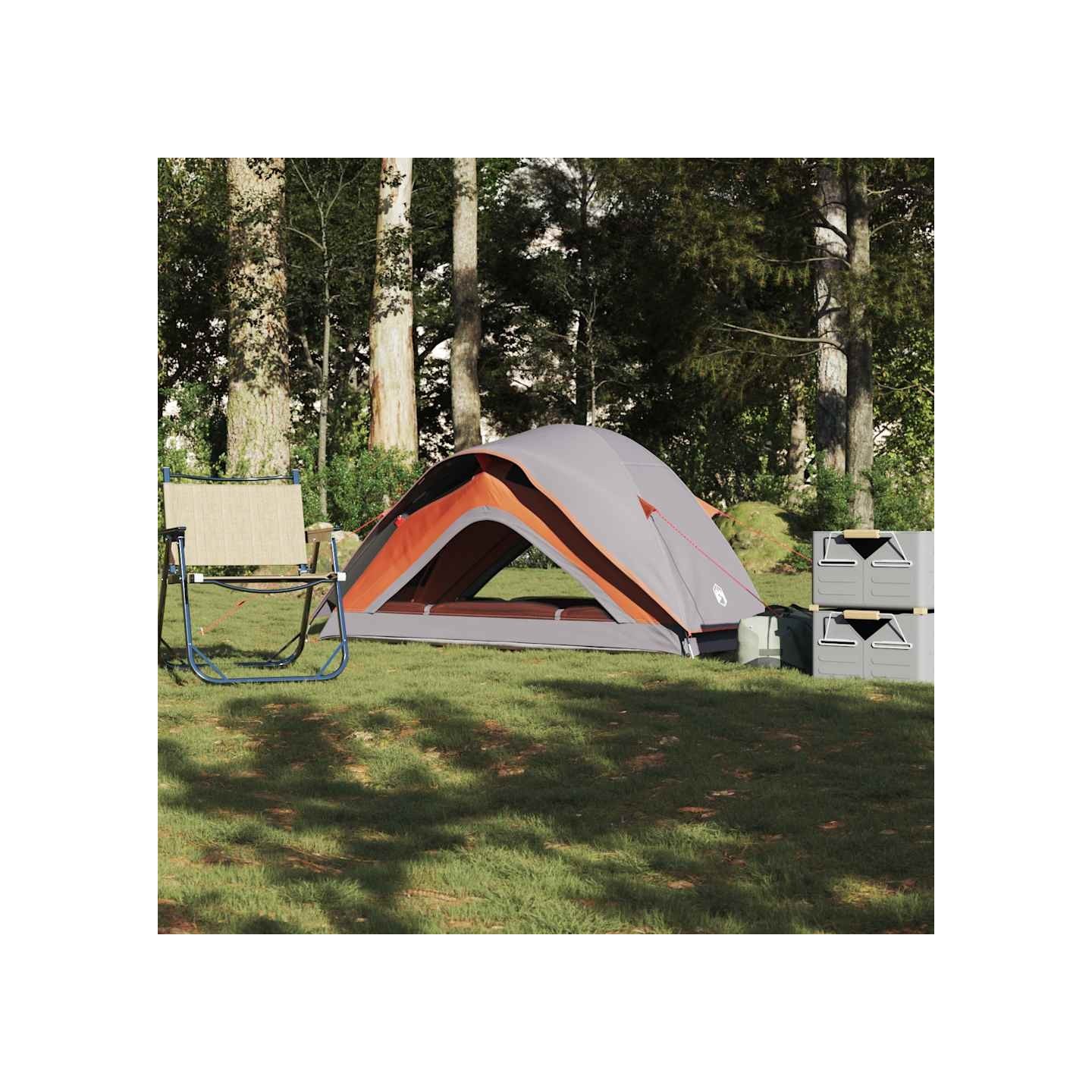 Tente de camping 1 personne gris et orange imperméable