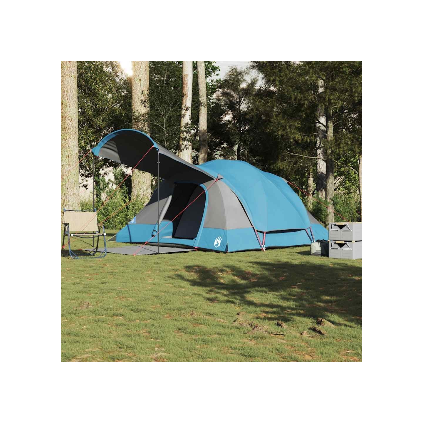 Tente familiale tunnel 8 personnes bleu imperméable