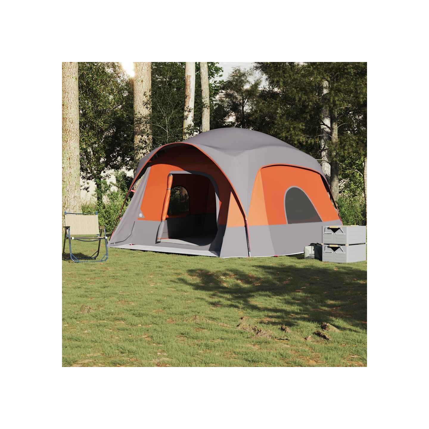 Tente de cabine familiale 6 personnes gris orange imperméable