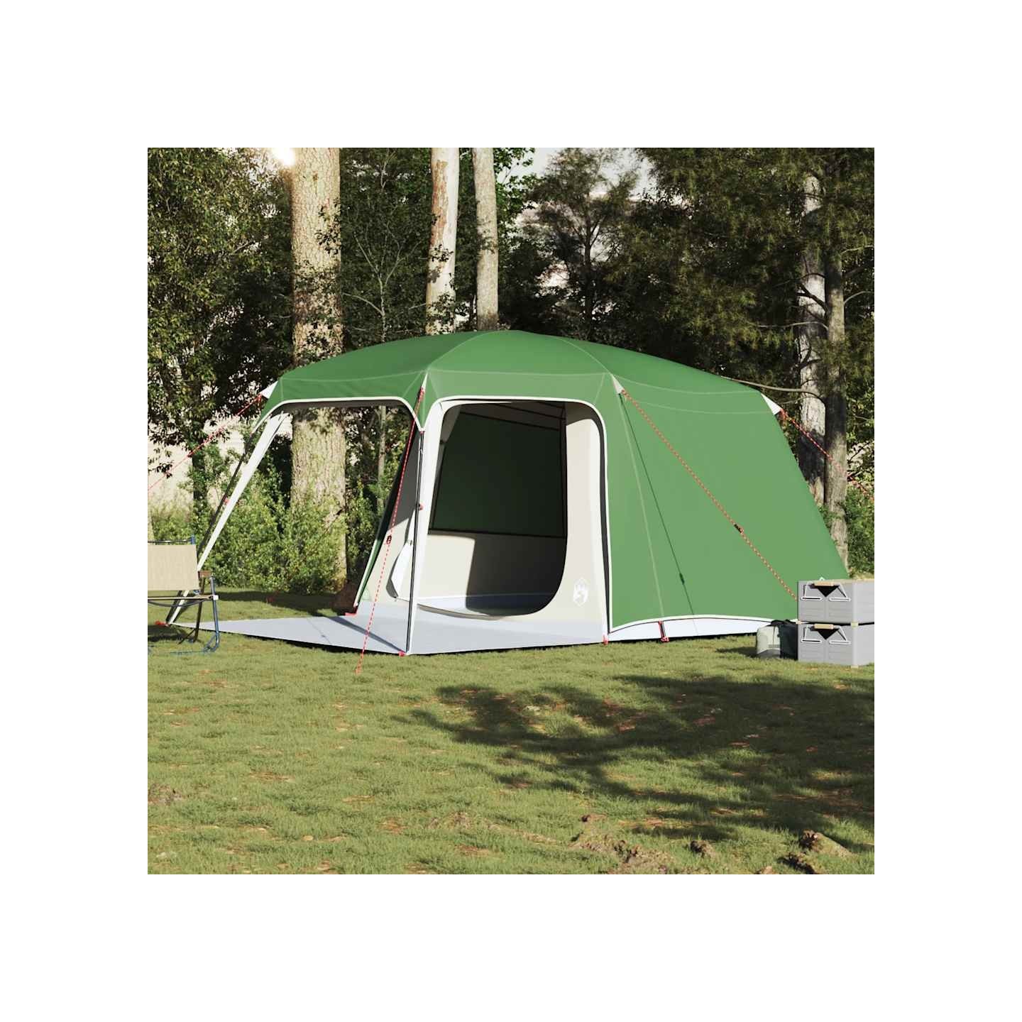 Tente de camping avec dôme porche 5 personnes vert imperméable