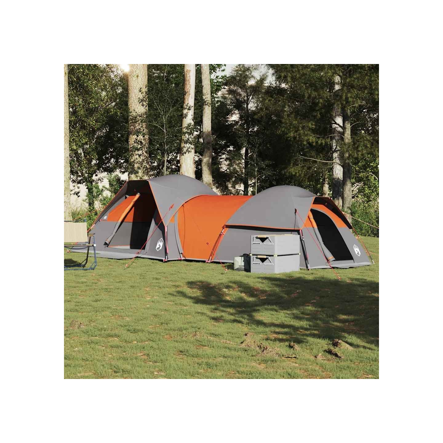 Tente de camping 5 personnes gris et orange imperméable