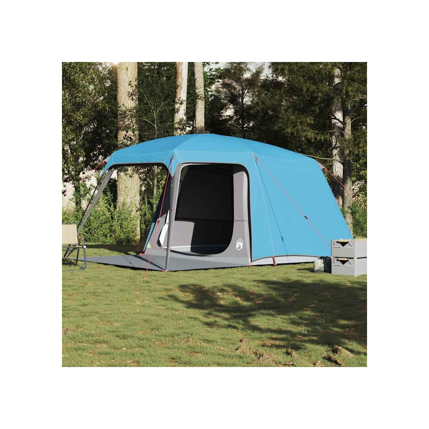 Tente de camping avec dôme porche 5 personnes bleu imperméable